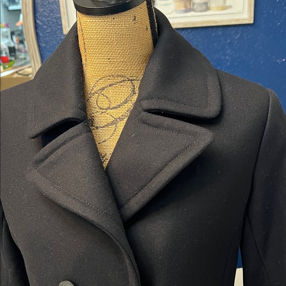 NILI LOTAN RED CUFF VIRGIN WOOL SHORT PEACOAT BLACK SIZE 6 - Picture 4 of 16